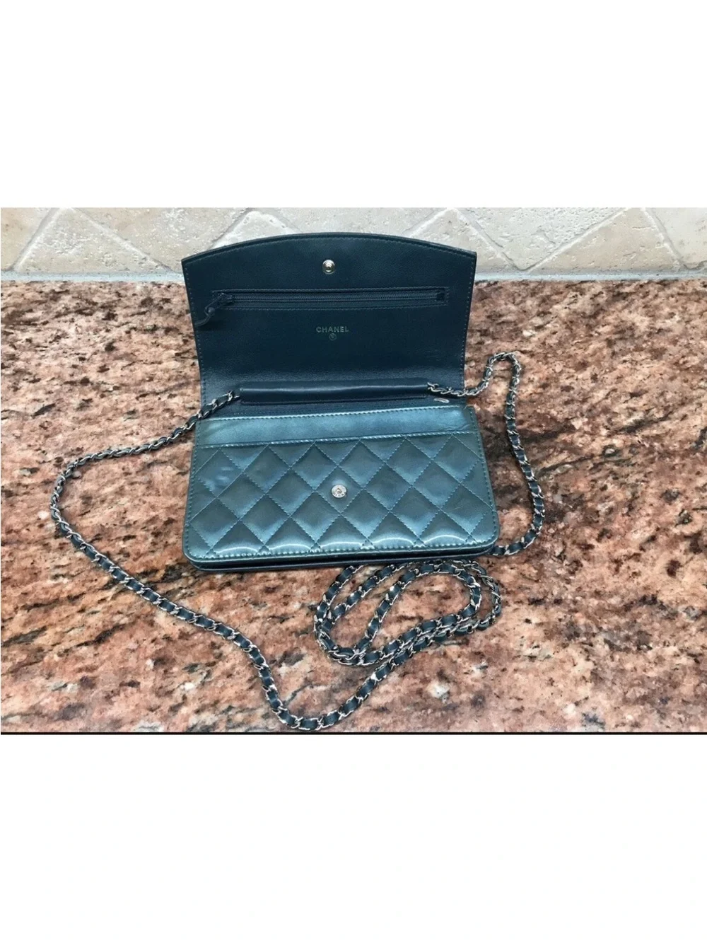 Chanel Quilted Patent Leather Wallet on Chain